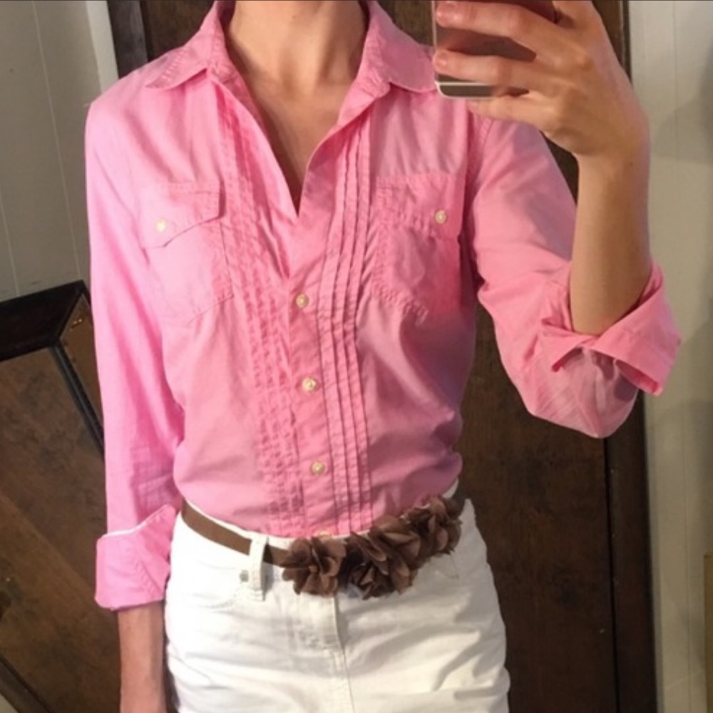 Pink Banana Republic button up / down collared top